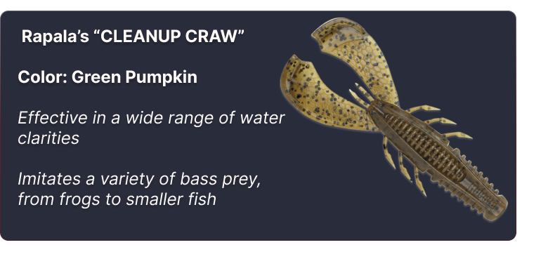 Green Pumpkin color Rapala CrushCity Customs Cleanup Craw 